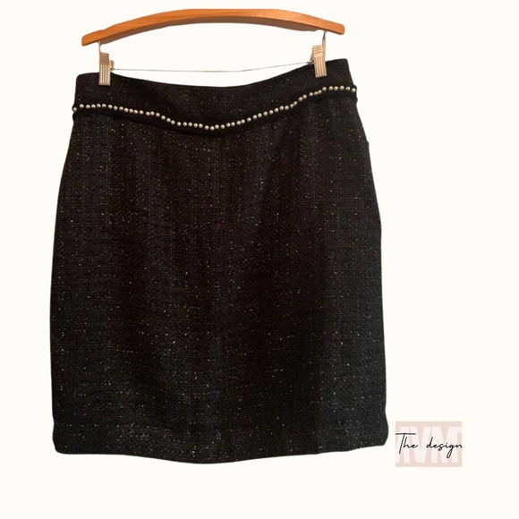 Tahari ASL Metallic Bouclé Pearl Pencil Skirt | Size 14 | NWT - Picture 1 of 5